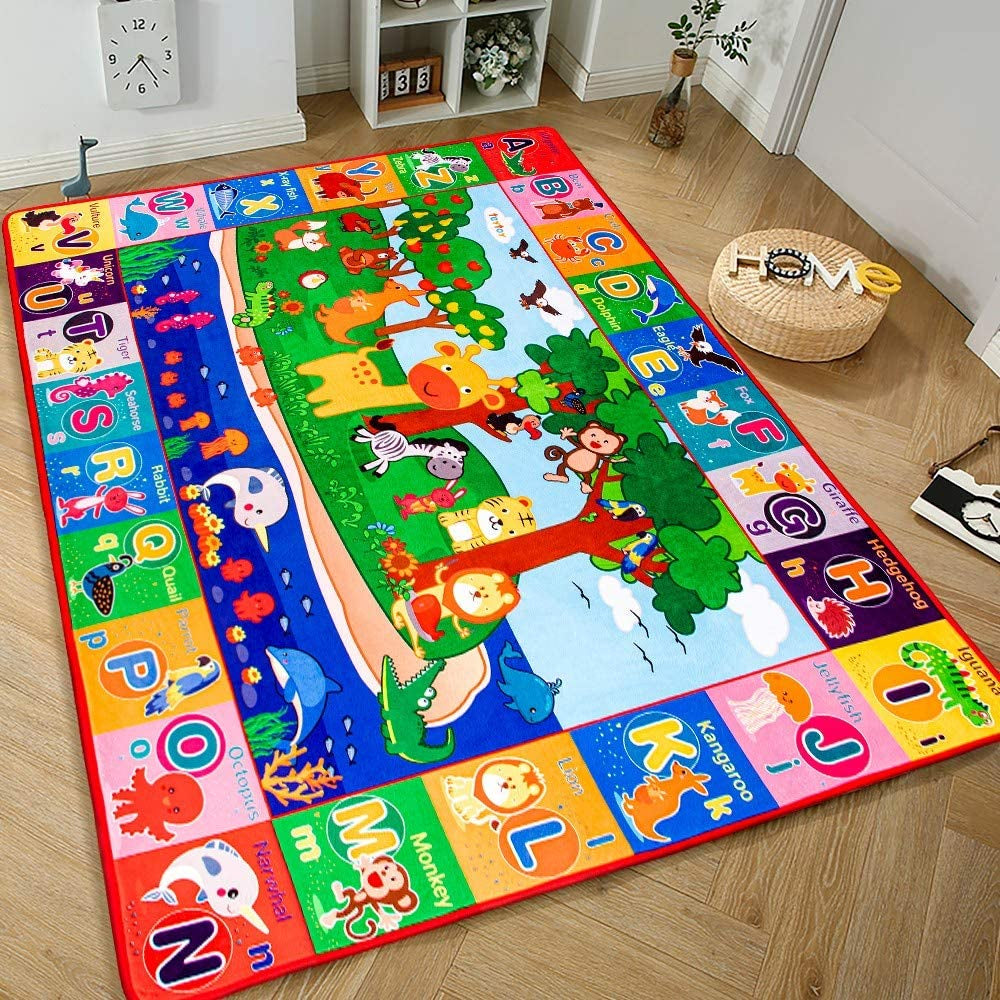 Baby Cotton Play Mat, Playmat Baby Crawling Mat for Floor Baby Mat Large Super Soft Extra Thick (0.6Cm), Plush Surface Foldable Non-Slip Non-Toxic