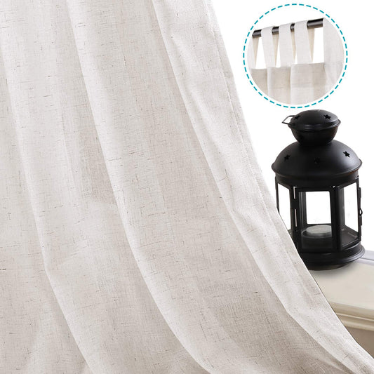 2 Pack Ultra Luxurious High Woven Linen Elegant Curtain Panels Light Reducing Privacy Panels Drapes, Tab Top Curtain Set, Extra Long 52X108-Inch, Natural