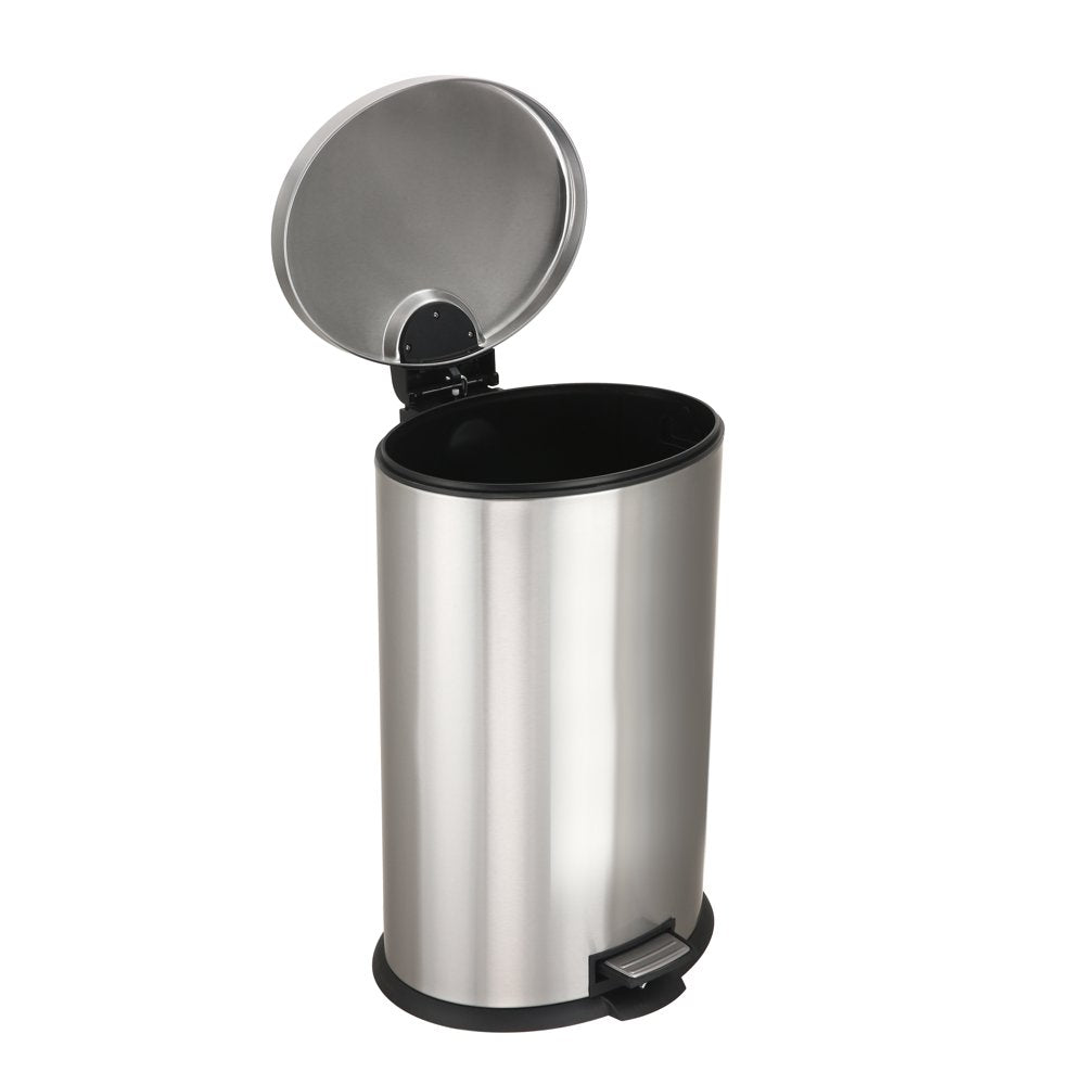 Better Homes & Gardens Stainless Steel Oval Kitchen Garbage Can with Lid, 10.5 Gallon