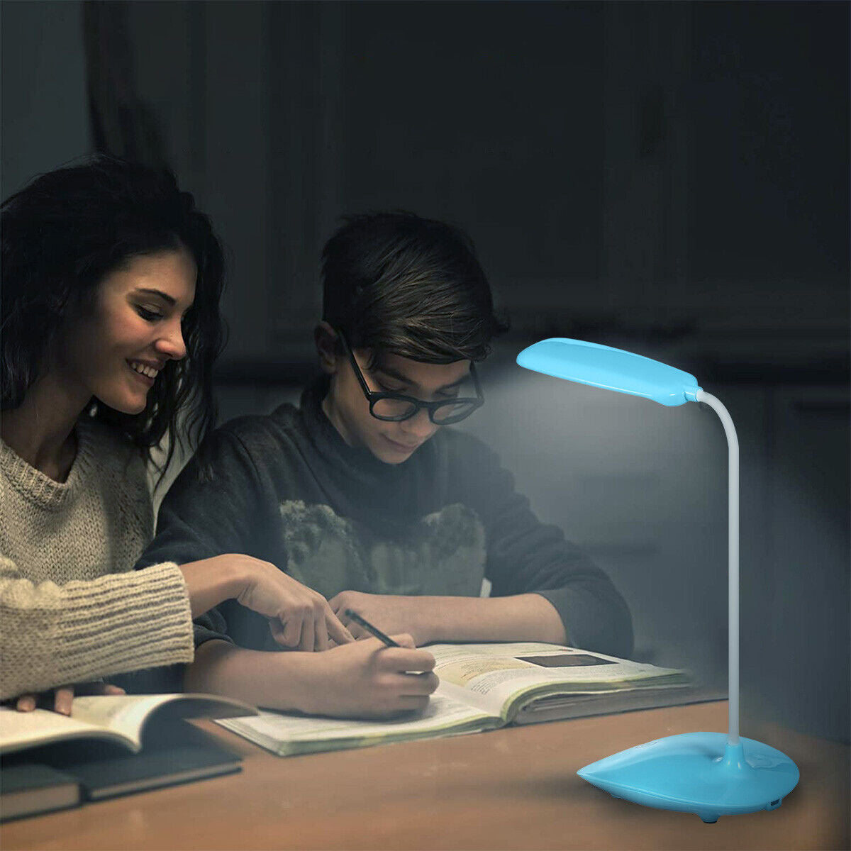 Dimmable LED Desk Light Touch Sensor Table Bedside Reading Lamp USB Rechargeable