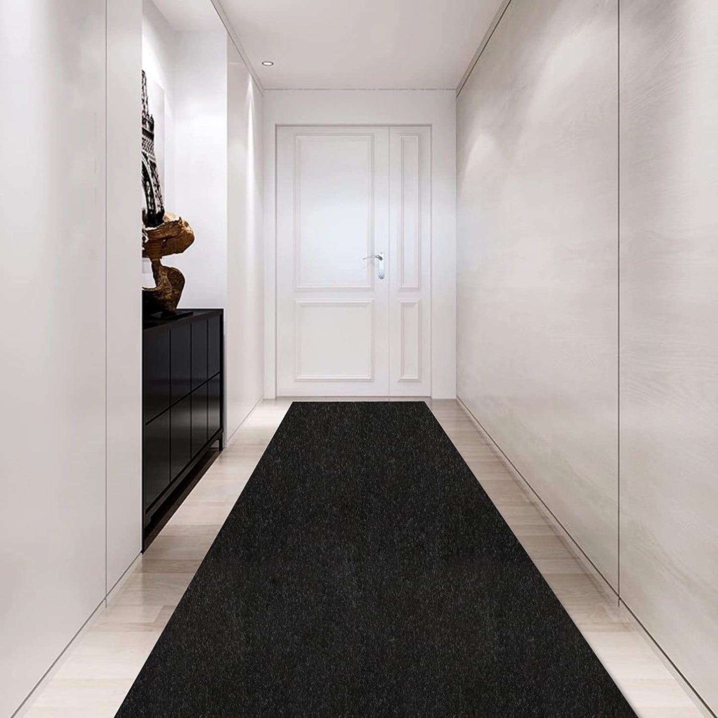 Custom Size Backed Non-Slip Area Rugs Runner, Easy Clean, Waterproof Runner Rugs for Hallway Entryway, Kitchen, Laundry, 2FT X 6FT, Black