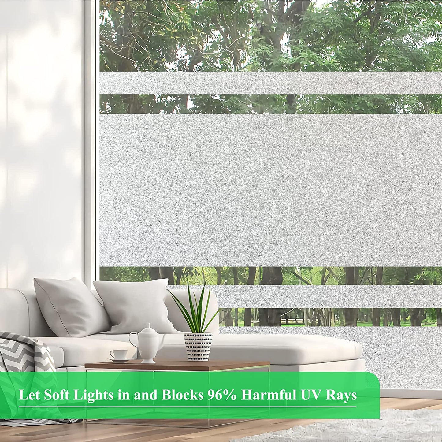 Window Privacy Film Frosted Glass Window Film Sun Blocking Window Tinting Film for Home Non Adhesive Static Cling Bathroom Door Covering Heat Blocker Decorative Sticker(29.5 X 157.5 Inch, Pure)