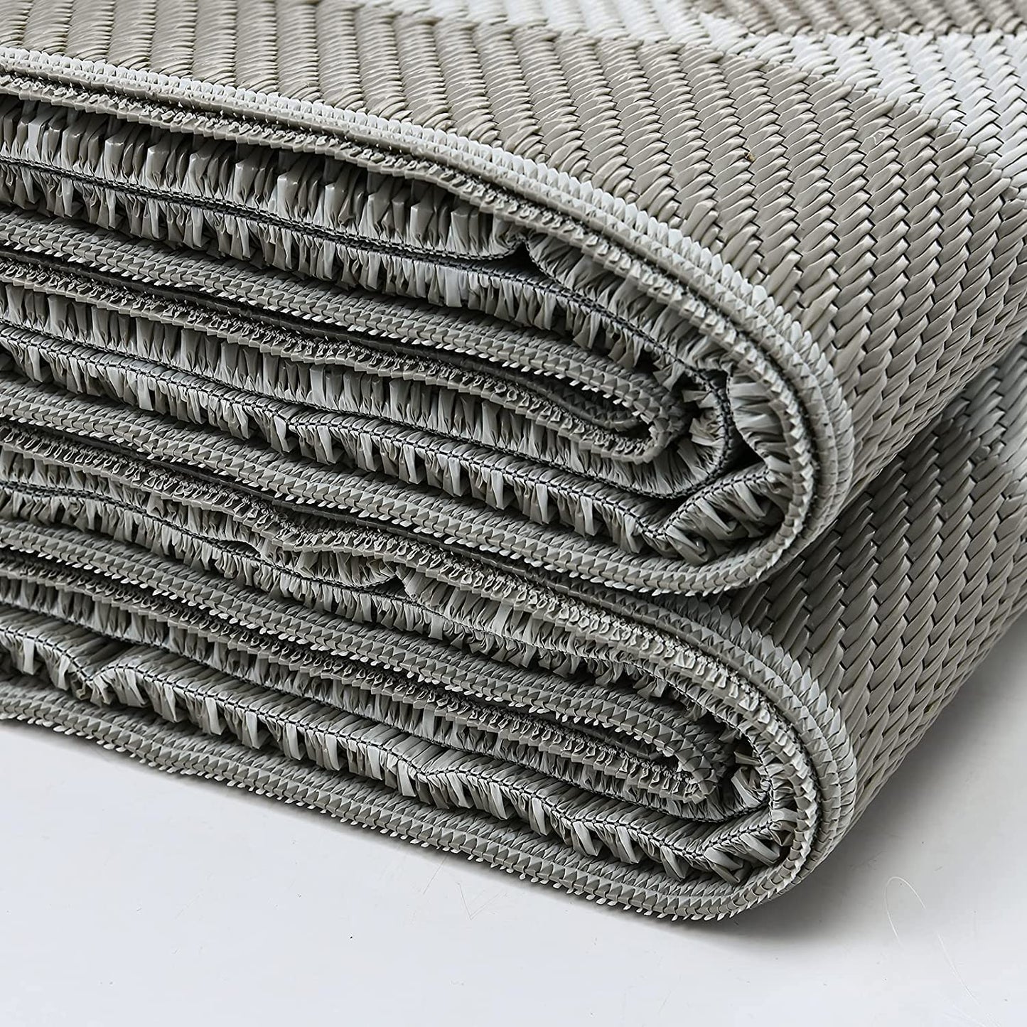 Reversible Rugs Plastic Patio Area Rugs, Lightweight outside Mats for Patio, Straw, RV Camping, Beach and Picnic (5X8Ft Taupe)