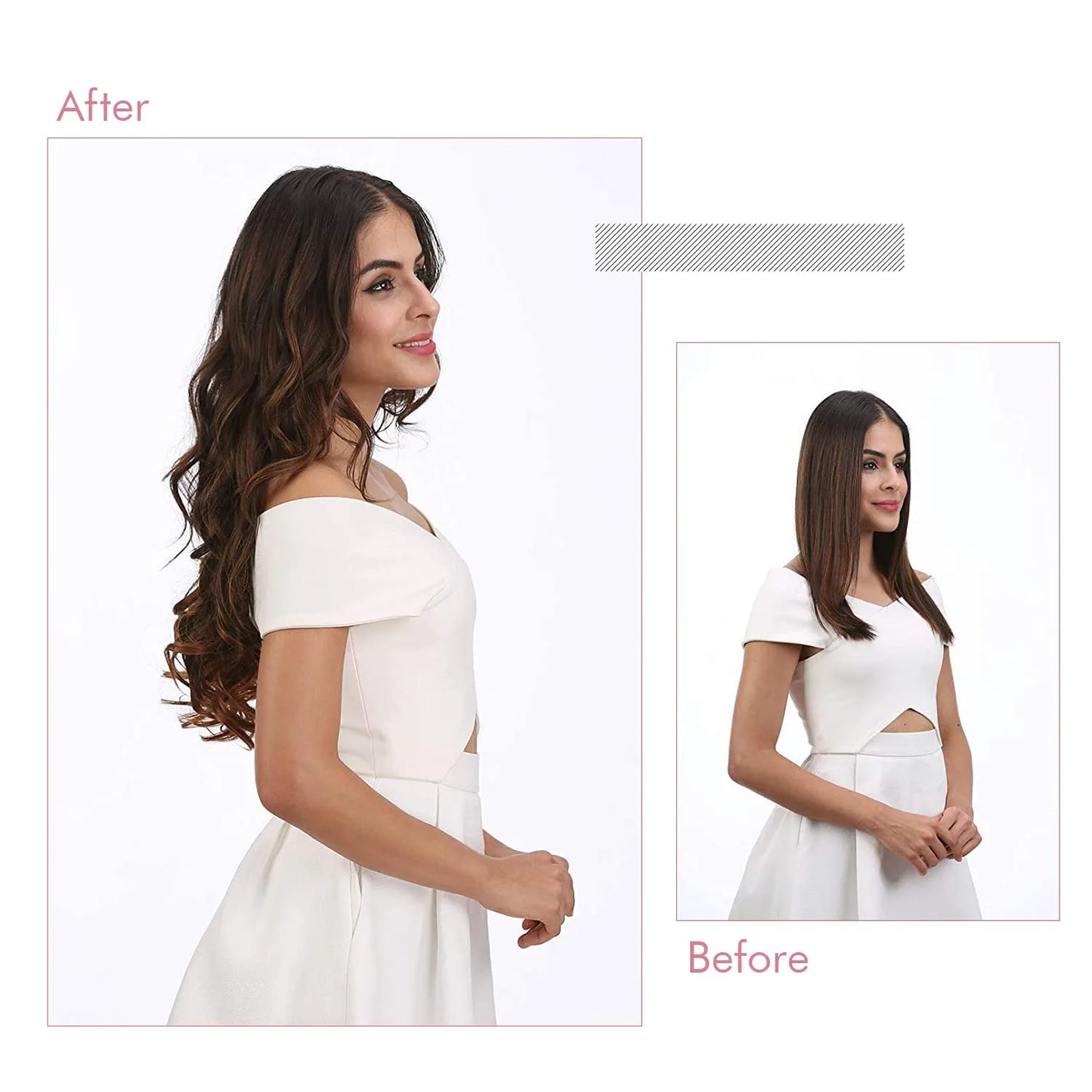 REECHO Invisible Wire Hair Extensions with Transparent Headband Adjustable Size Removable Secure Clips in Curly Wavy Secret Hairpiece for Women 20 Inch - Chestnut Brown with Blonde Hightlights