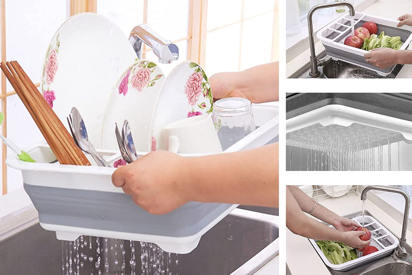 Collapsible Dish Drying Rack RV Accessories Camper Accessories for inside Kitchen Collapsible Drying Dish Storage Rack Camper Accessories for Travel Trailers (Normal)
