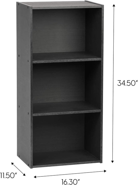 IRIS USA 3 Tier Cube Bookshelf Storage Cubby Shelf, Bookcase, Black