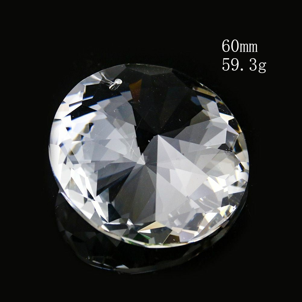 60Mm round Glass Crystal Prism Suncatcher Faceted Glass Hanging Home Decor Gift