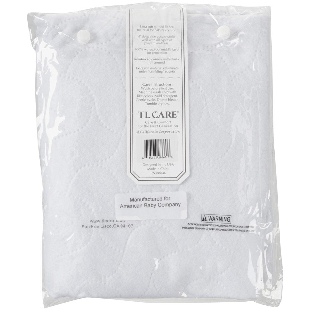 Waterproof Fitted Pack N Play Playard Protective Mattress Pad Cover, White, for Boys and Girls