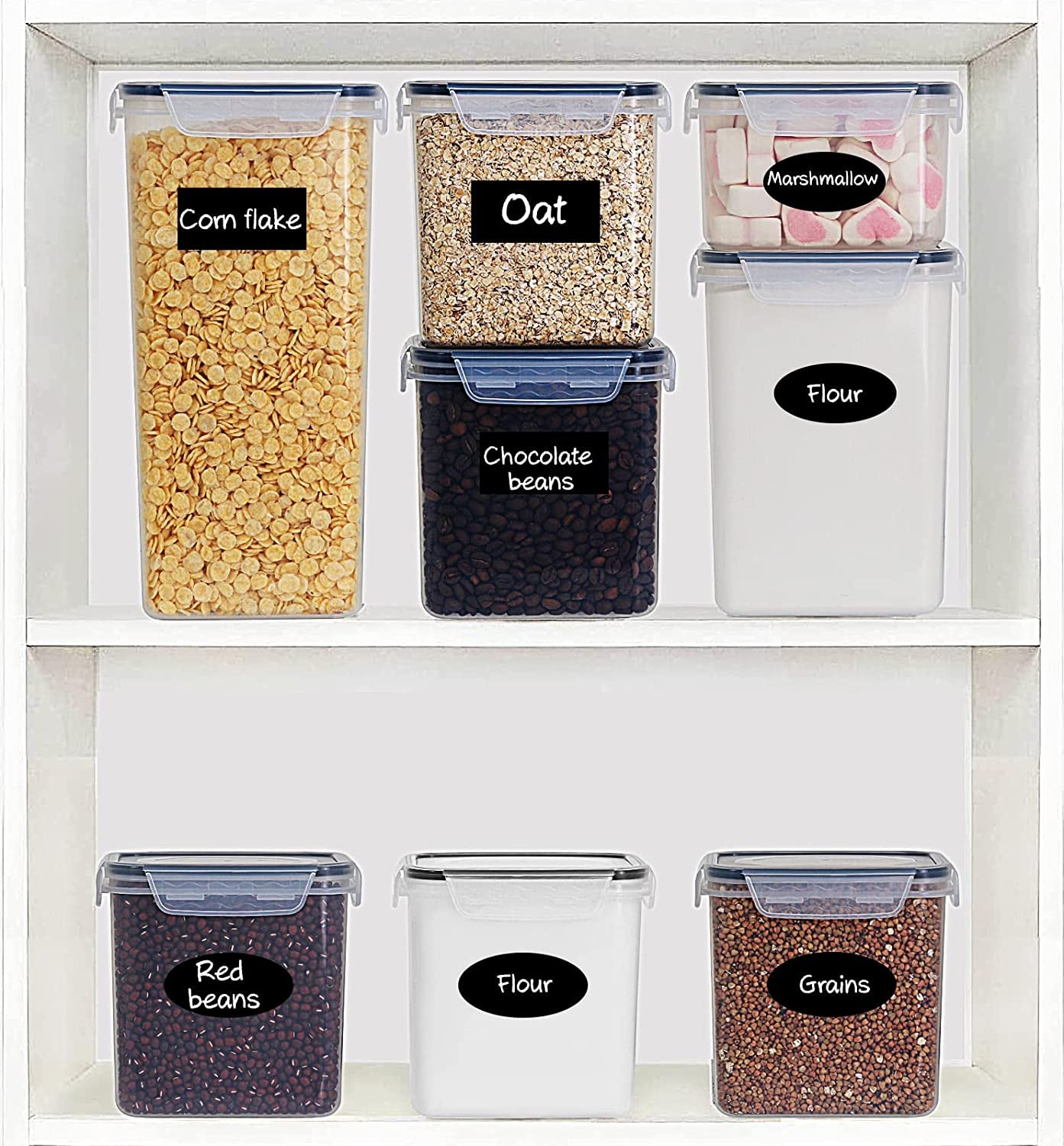 Airtight Food Storage Containers 36-Piece Set, Kitchen & Pantry Organization, BPA Free Plastic Storage Containers with Lids, for Cereal, Flour, Sugar, Baking Supplies, Labels & Measuring Cups
