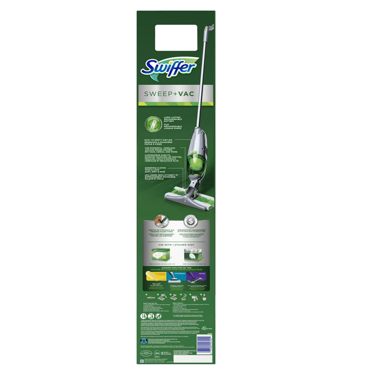 Swiffer Sweep + VAC Cordless Vacuum Kit (1 Rechargeable Vacuum Sweeper, 8 Dry Cloths, 1 Replaceable Filter, 1 Battery Charger)
