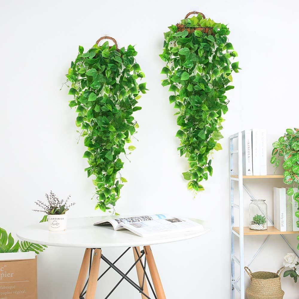 3Pcs Artificial Hanging Plants, 3.6Ft Fake Hanging Plant, Fake Ivy Vine for Wall House Room Indoor Outdoor Decoration (No Baskets)