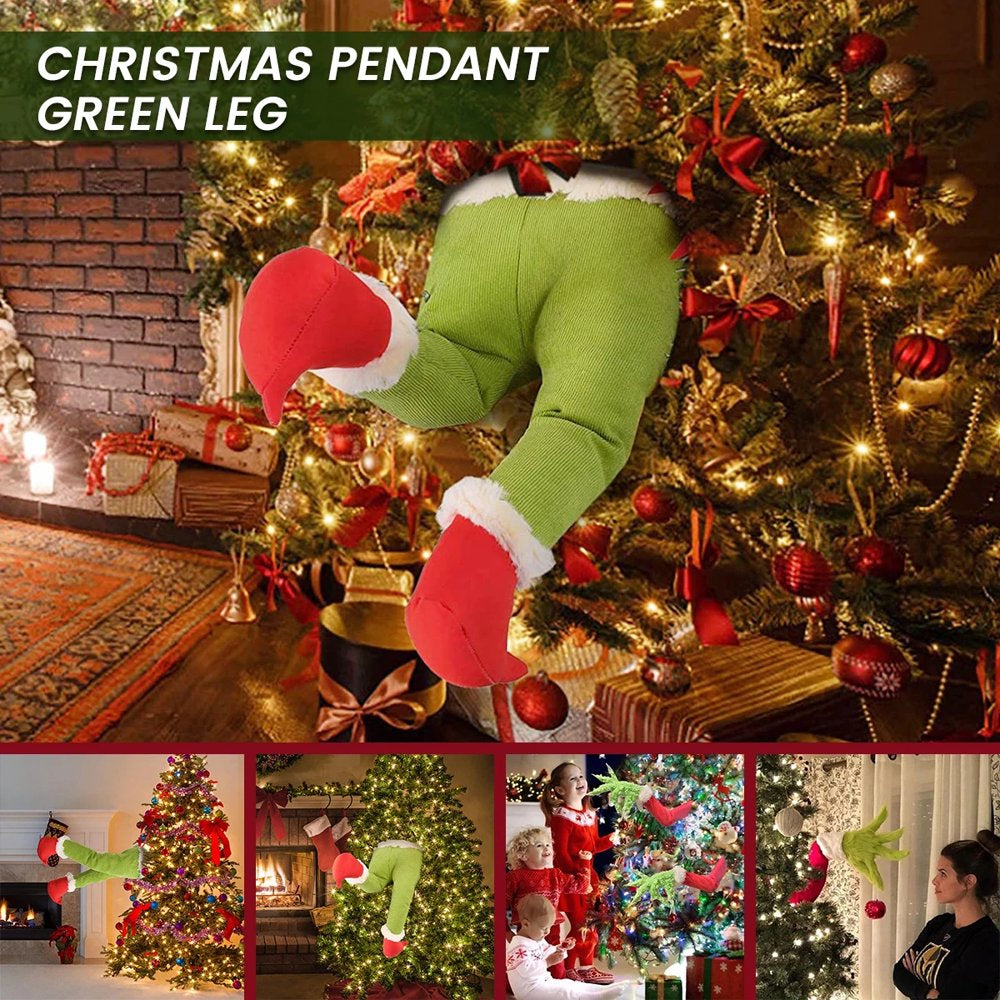 2Pcs Christmas Green Monster Plush Doll Christmas Tree Decoration
