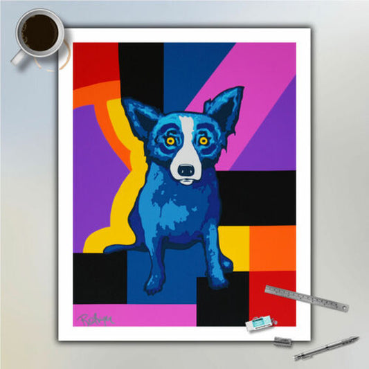 Blue Dog Home Wall Art Decor Animals Poster Print on Canvas 16X20