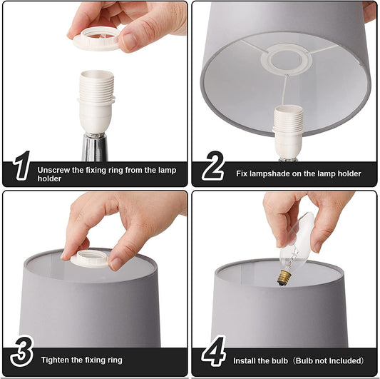 Touch Bedside Table Lamps Set of 2, Bedroom Nightstand Lamps, 3-Way Dimmable Touch Desk Lamps with Lampshade for Bedroom, Living Room and Office (Included E12 Bulb)