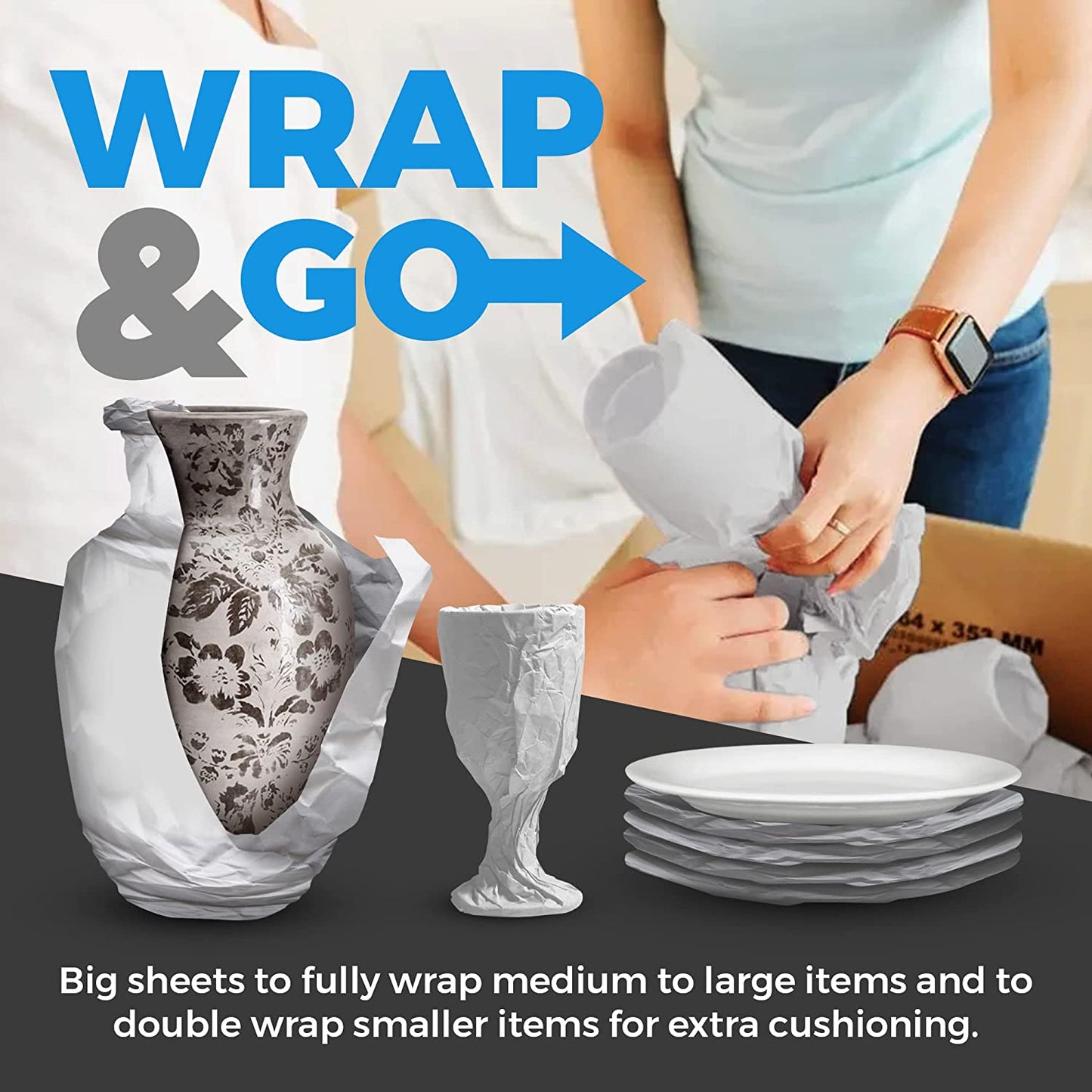 Packing Paper Sheets for Moving - 15Lb - 480 Sheets of Newsprint Paper - Must Have in Your Moving Supplies - 27" X 17" - Made in USA