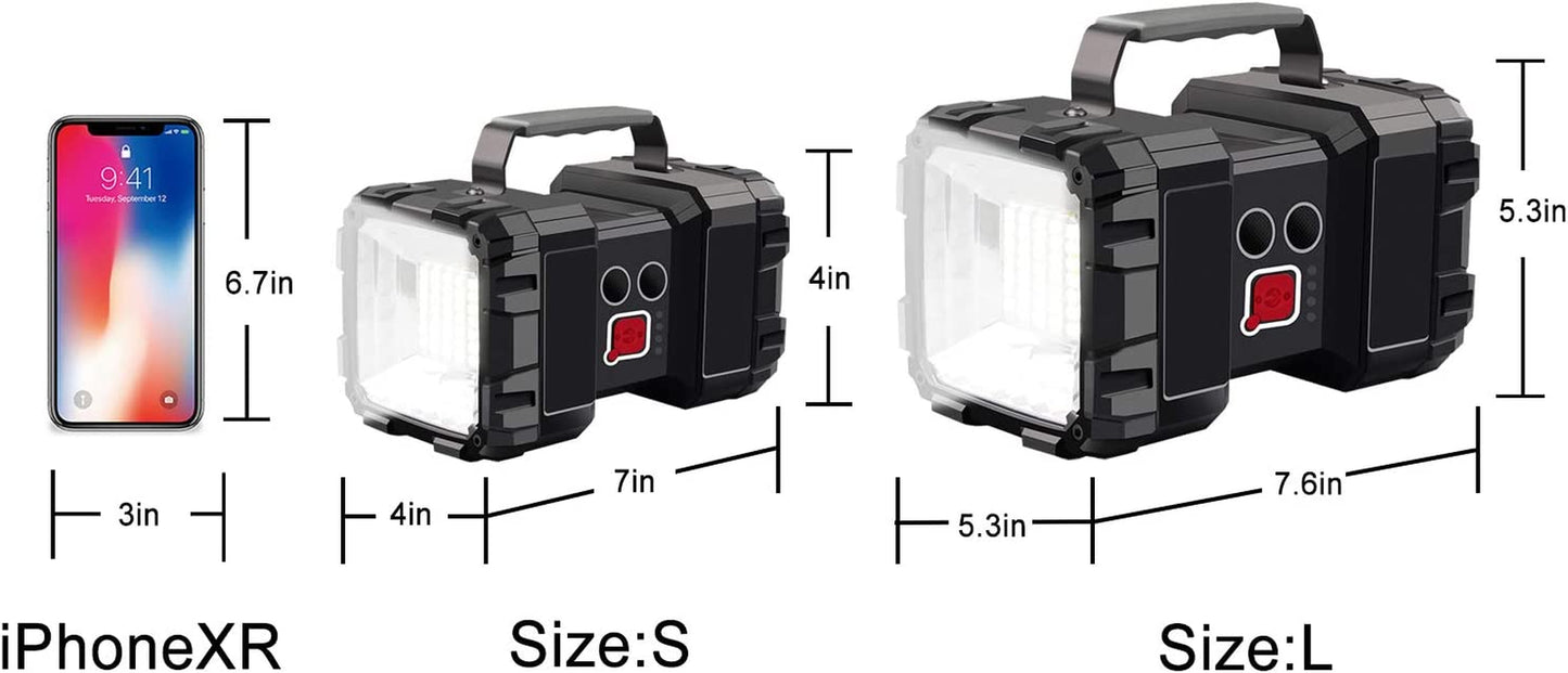 Rechargeable Flashlight, LED Spotlight Flashlight 10000 Capacity 1200LM 20H Ultra-Long Standby 3+4 Lights Modes Camping Flashlight Waterproof with USB Output as a Power Bank