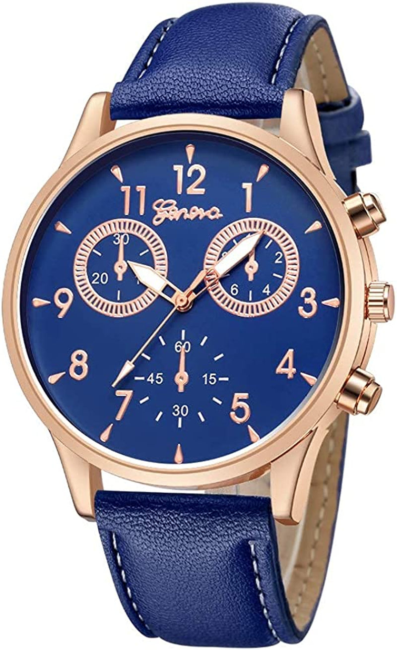 6 Pack Men'S Leather Quartz Watch Geneva Boys Casual Dress Wrist Band Watches Wholesale Lots Set