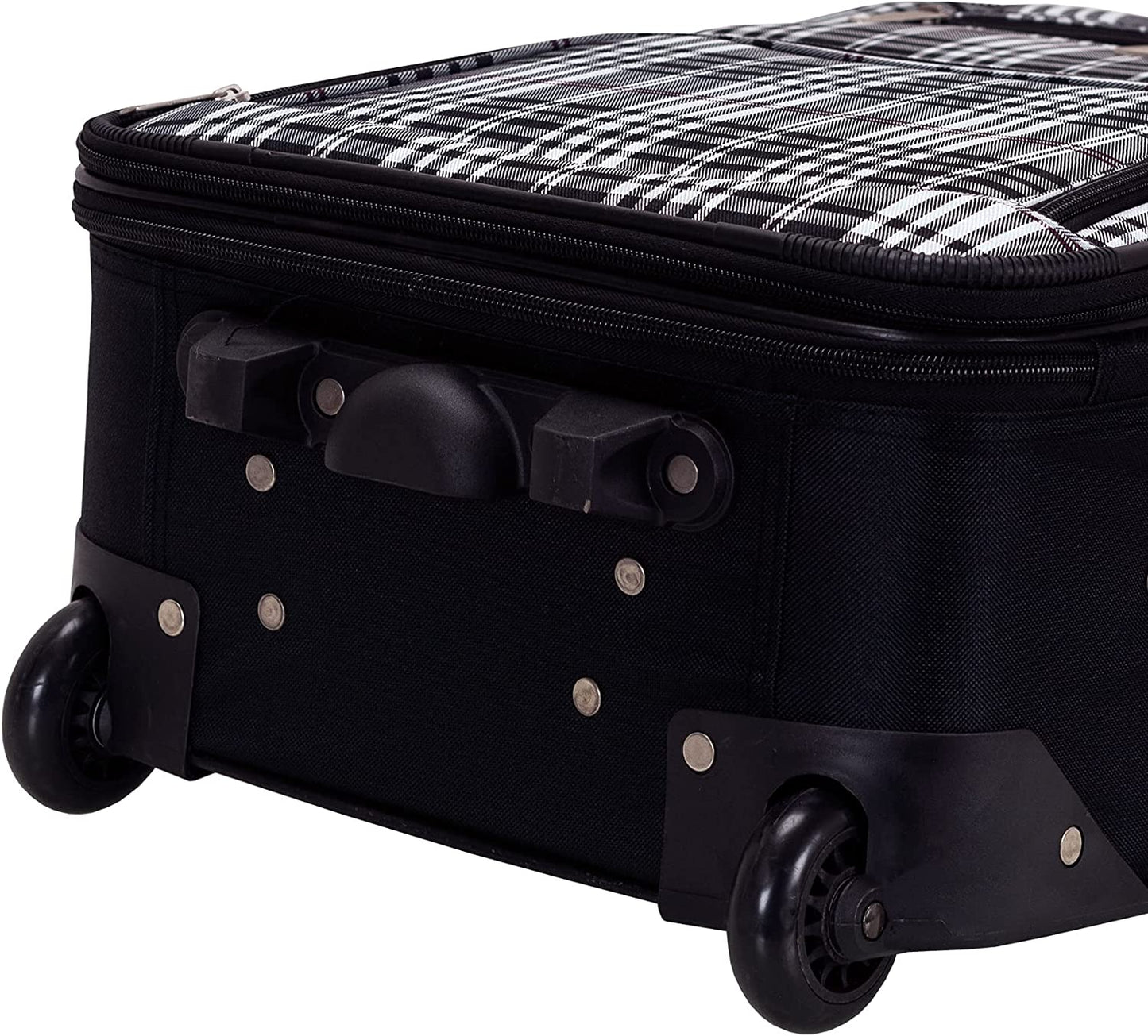 Fashion Softside Upright Luggage Set, Black Plaid, 2-Piece (14/19)