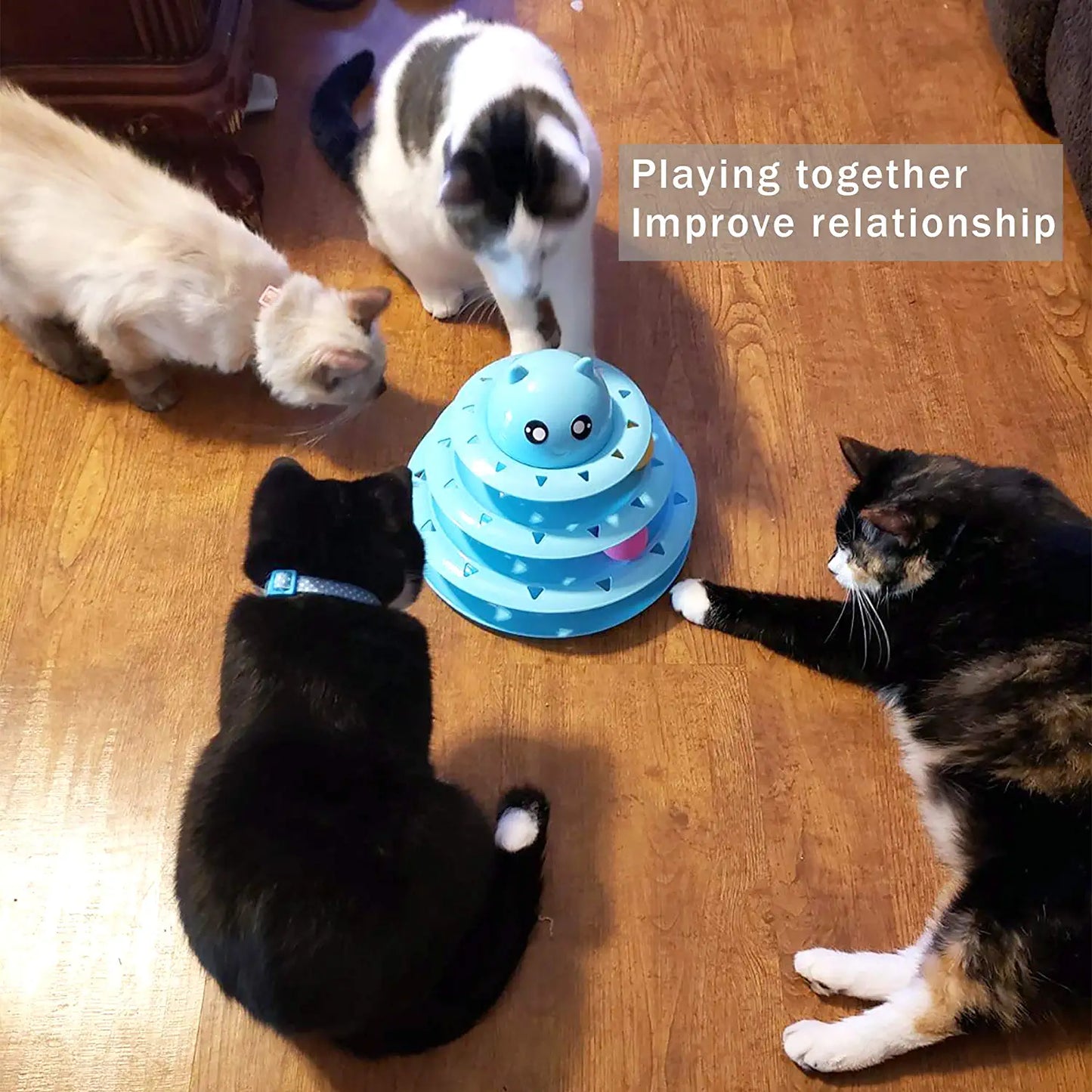 Cat Toy Roller 3-Level Turntable Cat Toy Balls with Six Colorful Balls Interactive Kitten Fun Mental Physical Exercise Puzzle Toys.