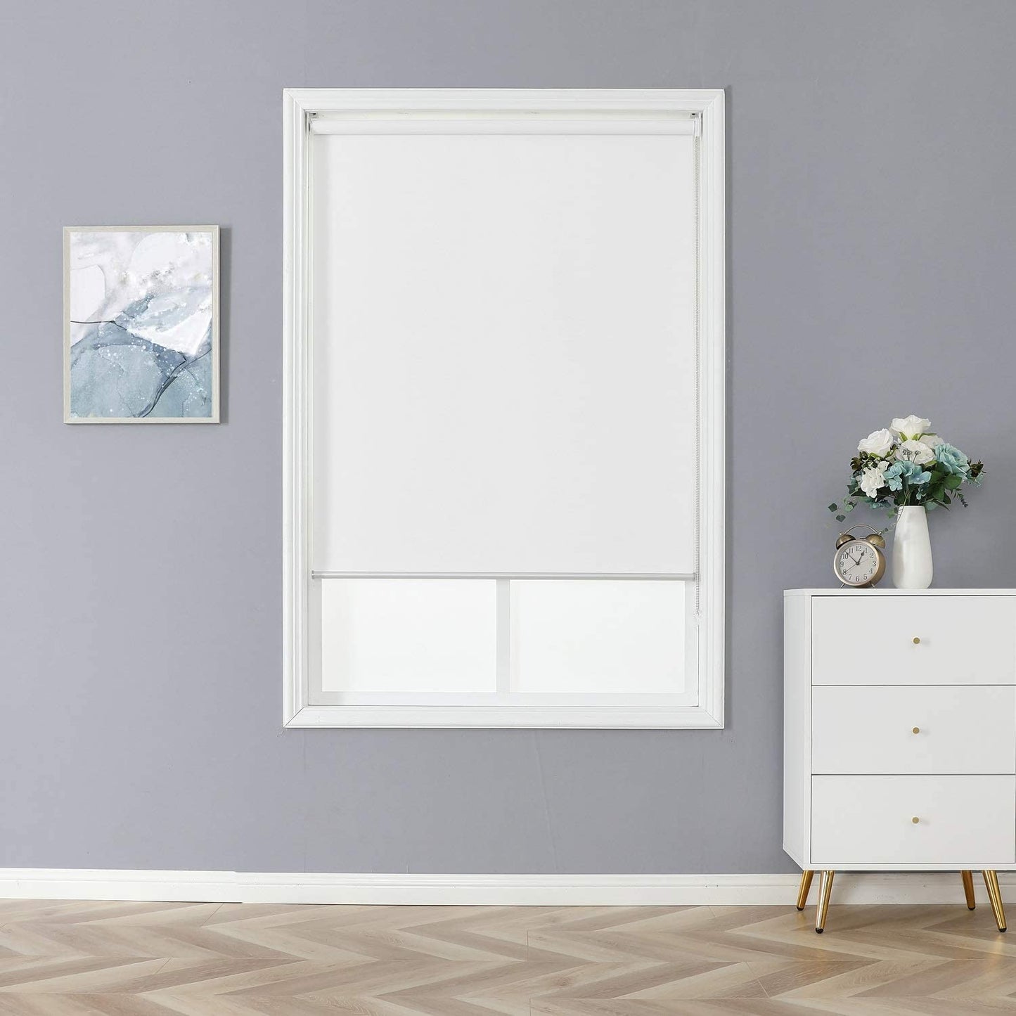 100% Blackout Roller Shade, Window Blind with Thermal Insulated, UV Protection Fabric. Total Blackout Roller Blind for Office and Home. Easy to Install. White,20" W X 72" H