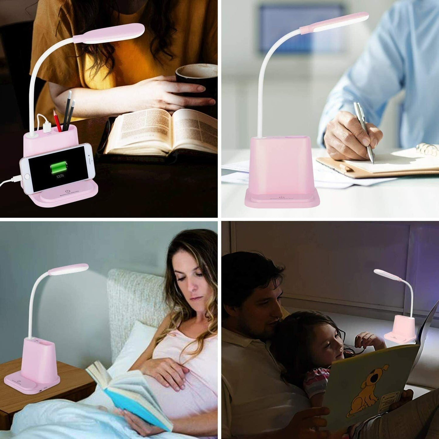 LED Desk Light Rechargeable Bedside Reading Lamp Dimmable Table Touch Control US