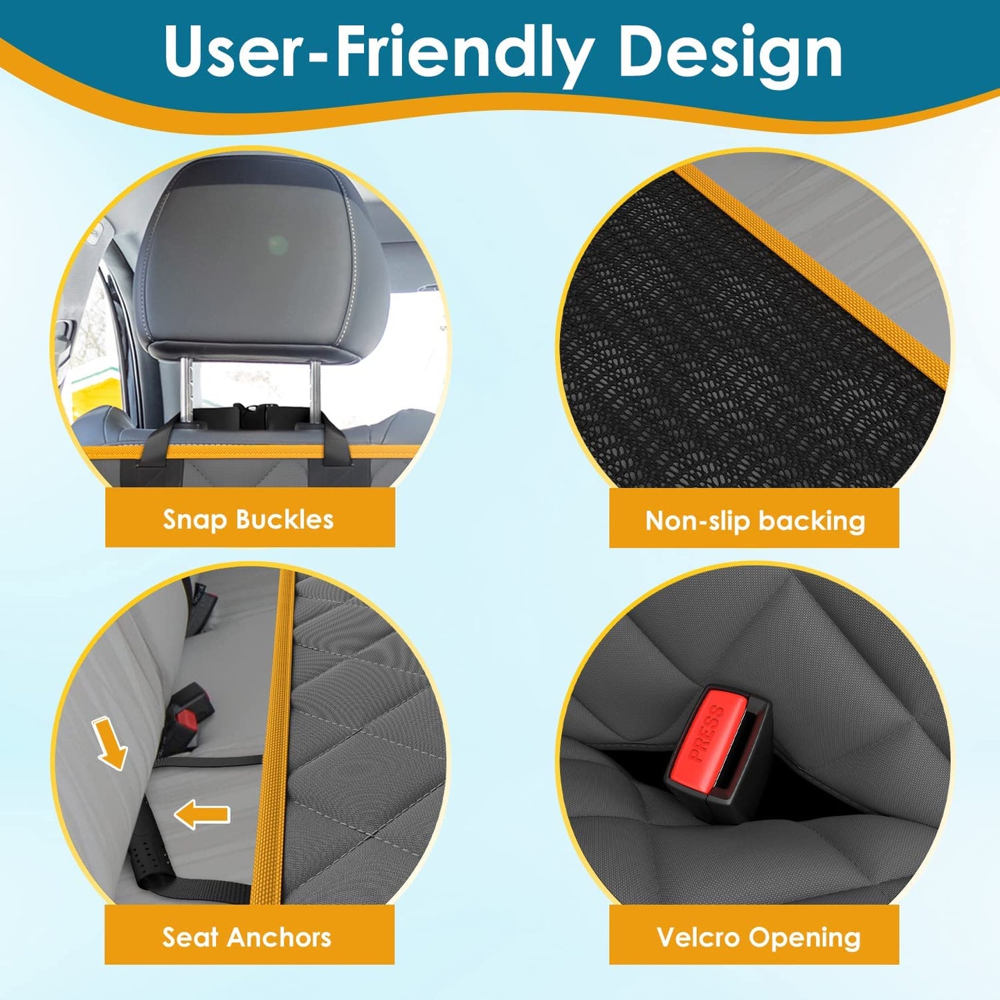 Dog Car Seat Cover – Premium Nonslip & Scratchproof Dog Seat Covers for Cars – Waterproof Car Seat Covers for Dogs with Bonus Car Seat Belt – SUV, Trucks & Car Hammock for Dogs with Mesh Window