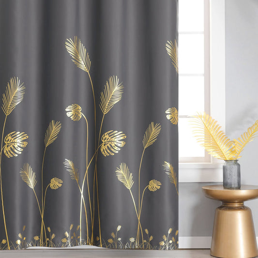 Blackout Curtains for Bedroom Living Room Palm Tree and Wheat Pattern Thermal Insulated Window Curtain Panels for Dining Room, 42Wx84L, Dark Grey, 1Pair