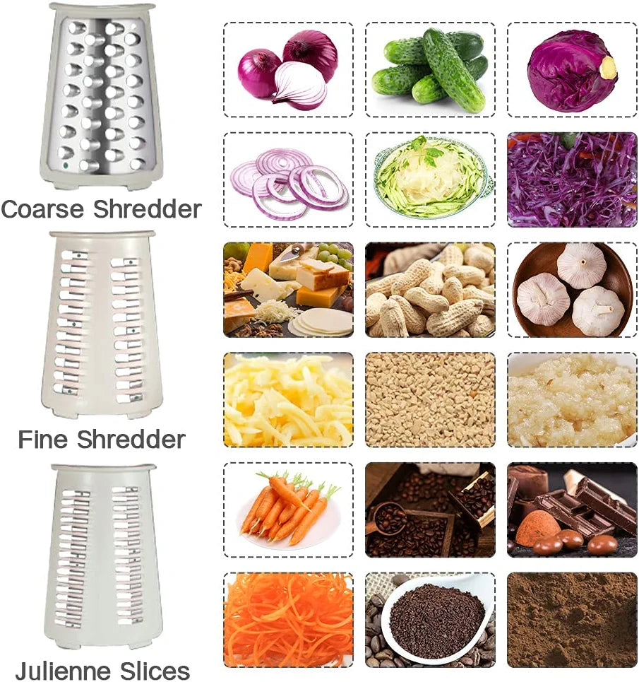 Shining Star Graters for Kitchen,Cheese Grater Efficient Vegetable Slicer with 5 Interchangeable round Stainless Steel Blades,Easy to Clean Rotary Cheese Grater for Fruit,Vegetables,Nuts