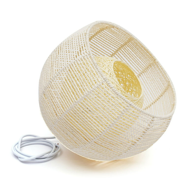WUZSTAR Retro Woven Wicker Ceiling Light Fixture Rattan Shade Farmhouse Hanging Pendant Lamp