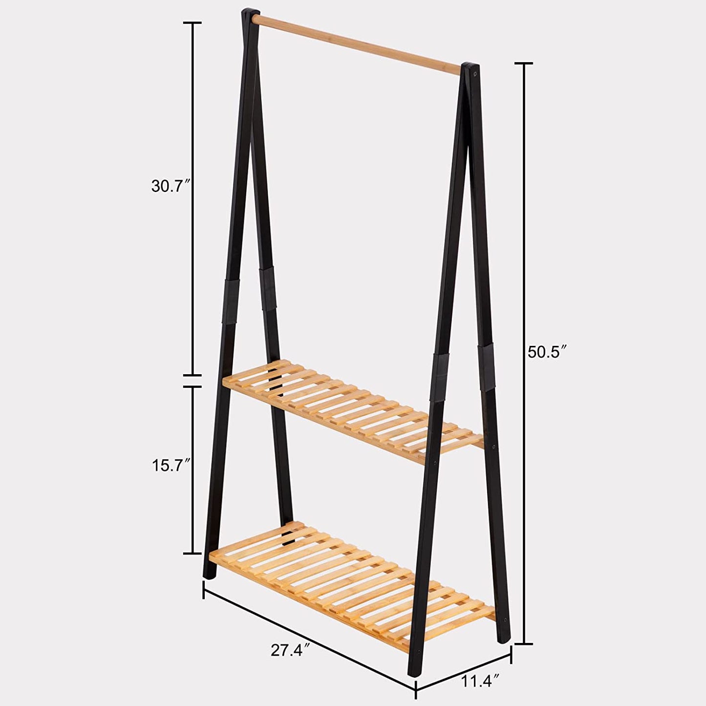 Bamboo 2-Tier Hanging Plant Stand Planter Shelves Flower Pot Organizer Rack Multiple Flower Pot Display Holder Shelf Indoor Outdoor Heavy Duty Planter Shelving Unit