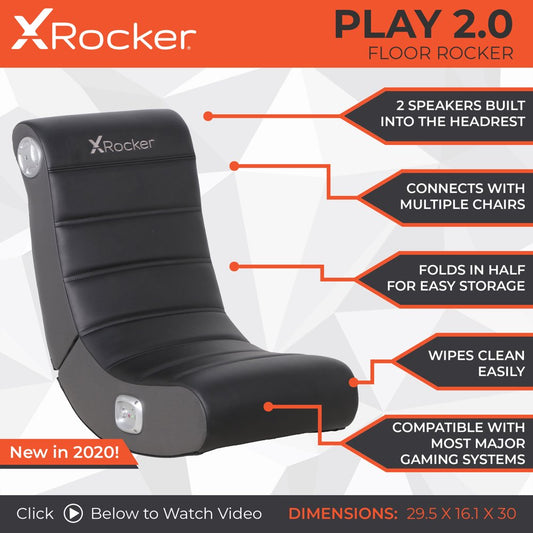 X Rocker Play 2.0 Floor Rocker Gaming Chair, Black