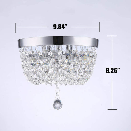 2 Lights Mini Crystal Ceiling Light Fixture, Small Modern Closet Chandelier Elegant Chrome Ceiling Lighting Lamp for Bedroom Hallway Kitchen Dining Room Bathroom Entry,H8.3'' X D9.8"