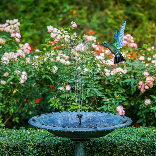 2.5W Solar Bird Bath Fountain Pump, Solar Fountain Pump for Bird Bath with 6 Nozzles, 6.7" Solar Powered Water Fountain Pump for Garden, Ponds, Pool, Fish Tank, Outdoor and Aquarium