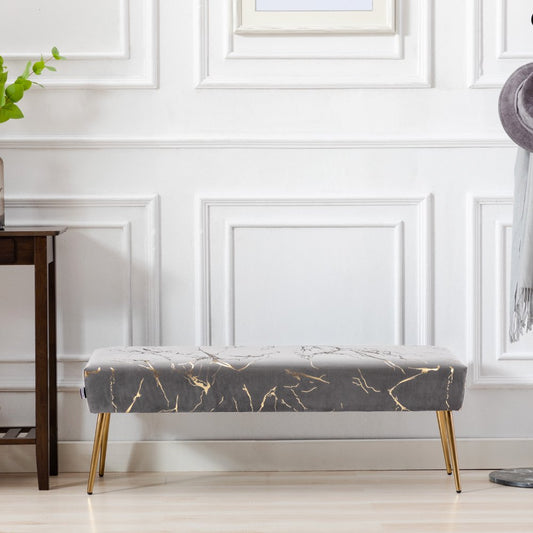 Duhome Elegant Lifestyle Ottoman Bench Gilding Velvet Uphplstered Grey