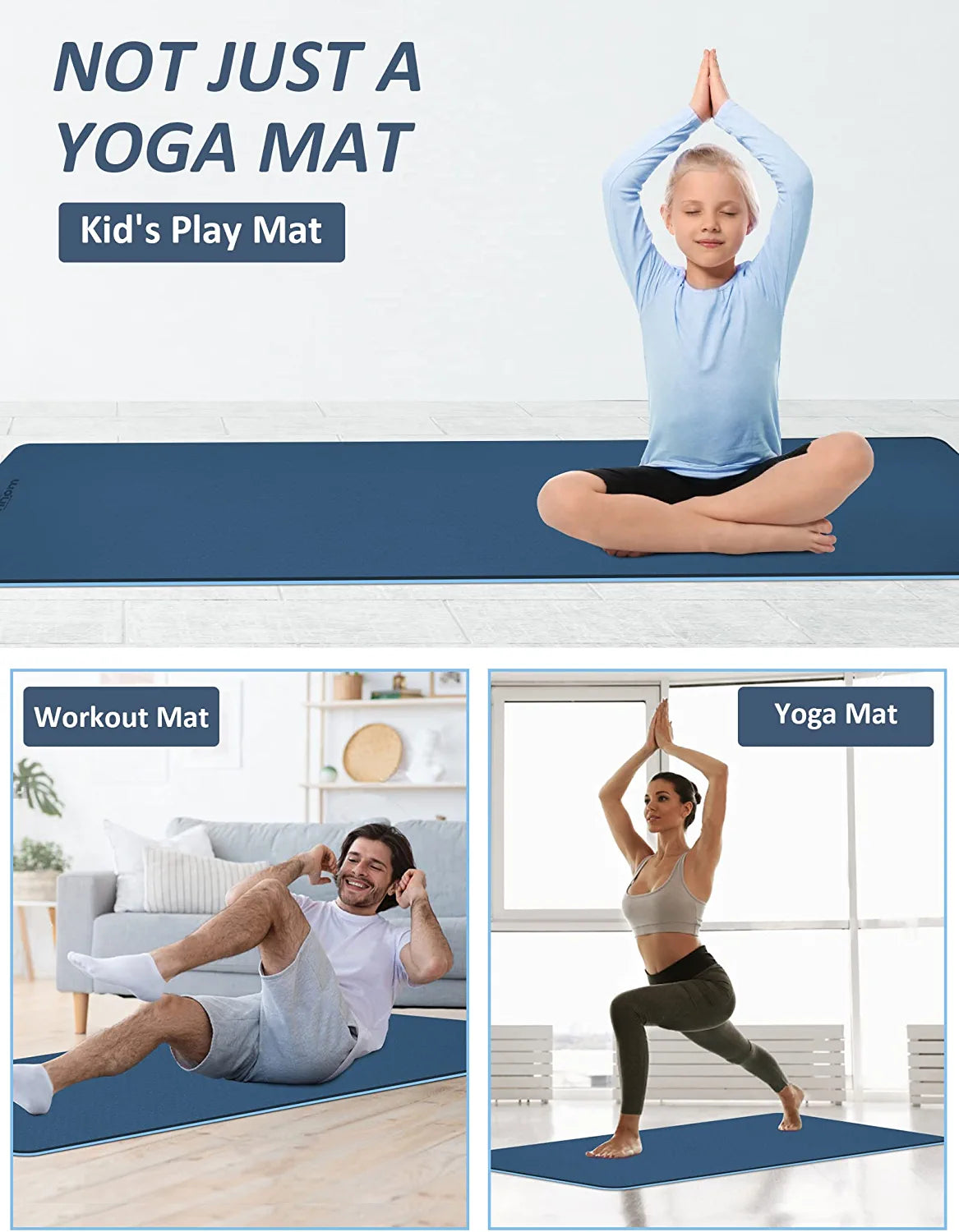 Yoga Mat Yoga Mats for Women 1/3 Inch Thick Yoga Mat for Men Exercise Mat Workout Mat for Yoga Pilates Home Gym Yoga Mat Non Slip with Carrying Strap