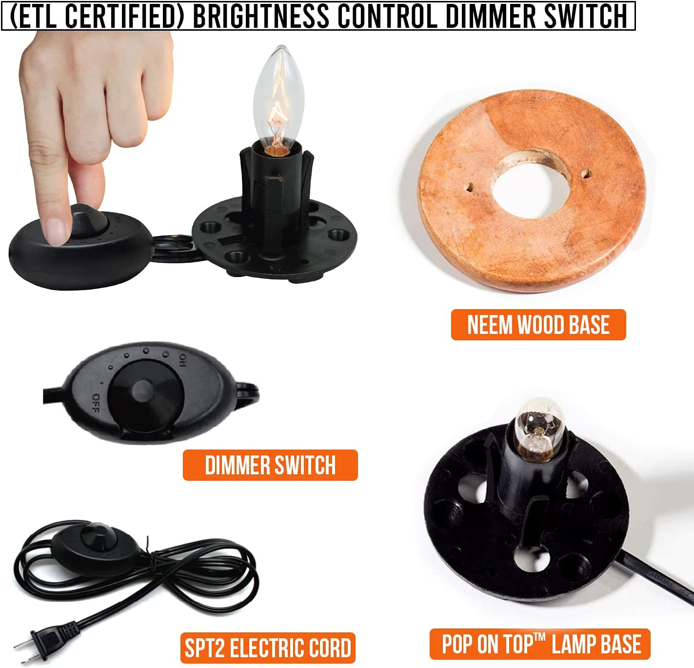 Himalayan Glow Salt Lamp with Dimmer Switch 5-7 Lbs