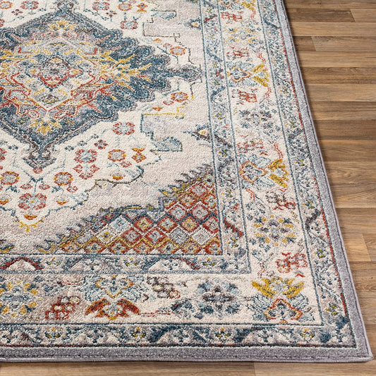Anja Oriental Medallion Area Rug,5'2" X 7',Grey