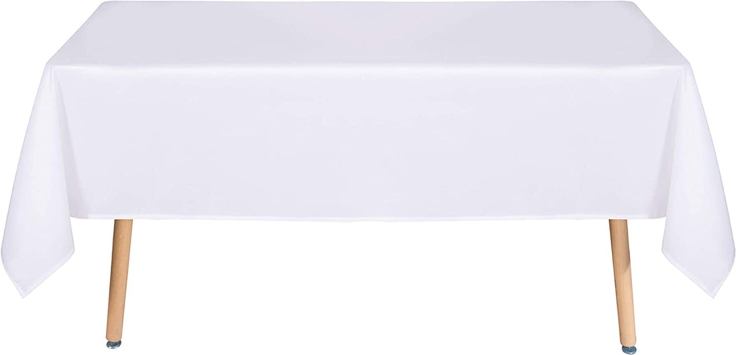 Rectangle Tablecloth - 60 X 102 Inch - Stain and Wrinkle Resistant Washable Polyester Table Cloth, Decorative Fabric Table Cover for Dining Table, Buffet Parties and Camping, White