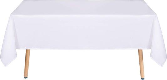 Rectangle Tablecloth - 60 X 102 Inch - Stain and Wrinkle Resistant Washable Polyester Table Cloth, Decorative Fabric Table Cover for Dining Table, Buffet Parties and Camping, White