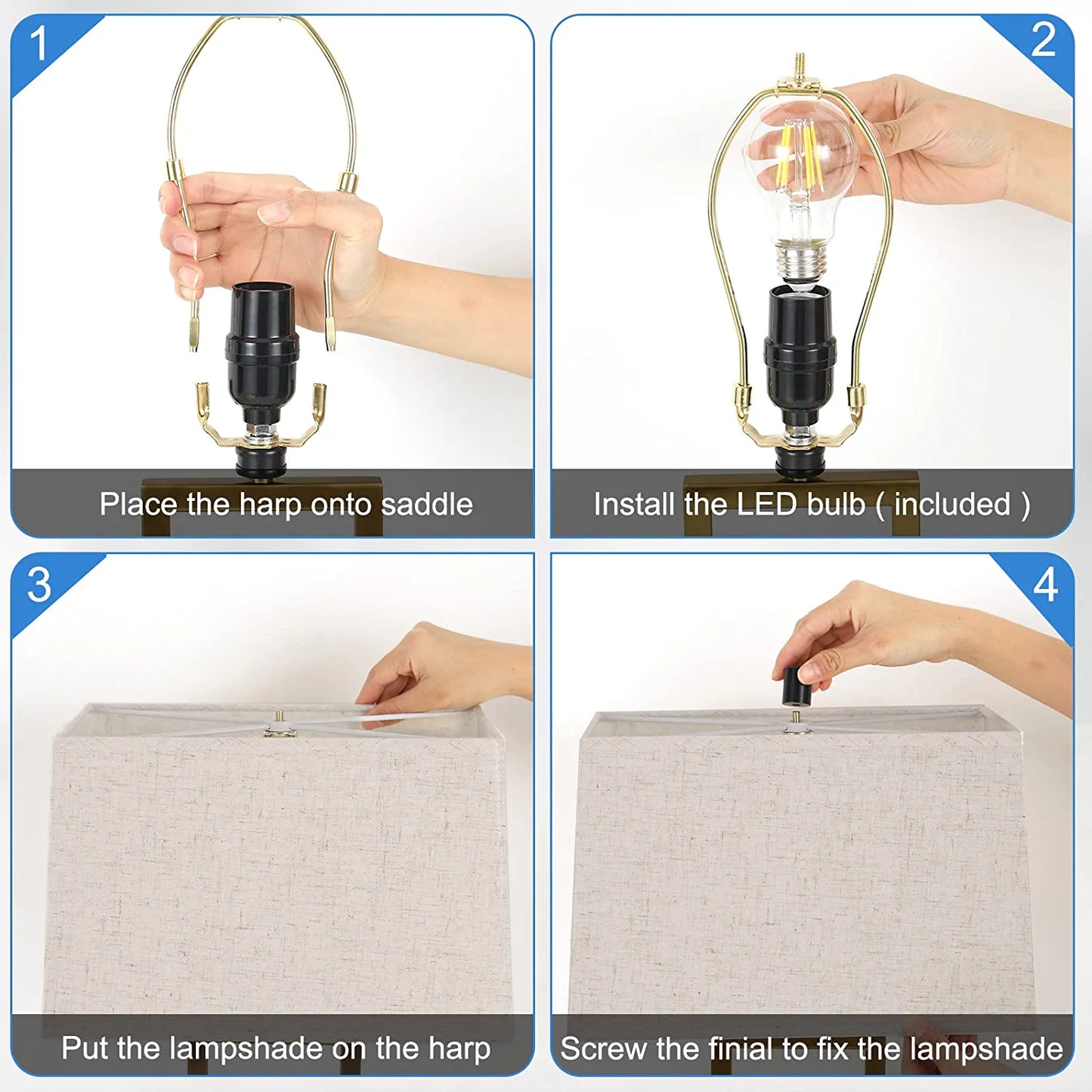 Touch Control Table Lamp with USB Charging Port, 3-Way Dimmable Desk Lamp Modern Nightstand Lamp with Fabric Lampshade for Reading Living Room Office(Dimmable Bulb Included)