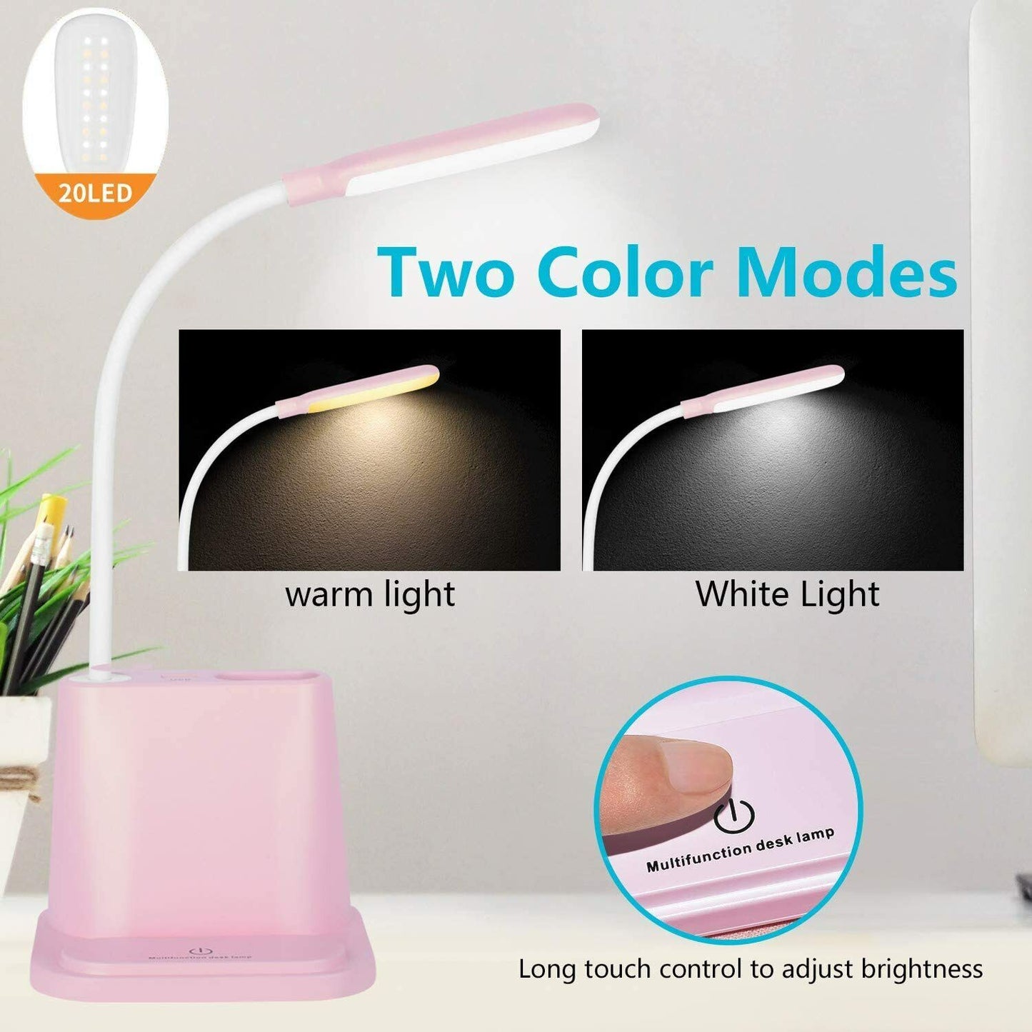 LED Desk Light Rechargeable Bedside Reading Lamp Dimmable Table Touch Control US