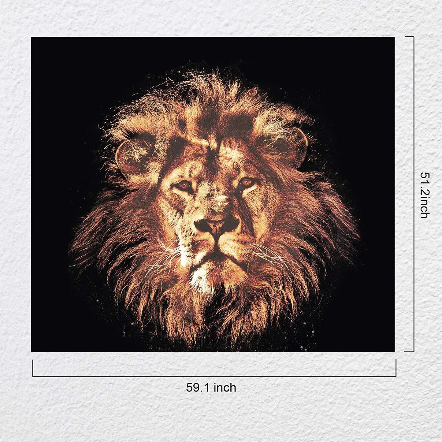 Lion Tapestry Wall Hanging Lion Head Portrait Black and Gold Wall Tapestry for Bedroom Home Wall Décor (51.2X59.1 Inches, 130X150 Cm)