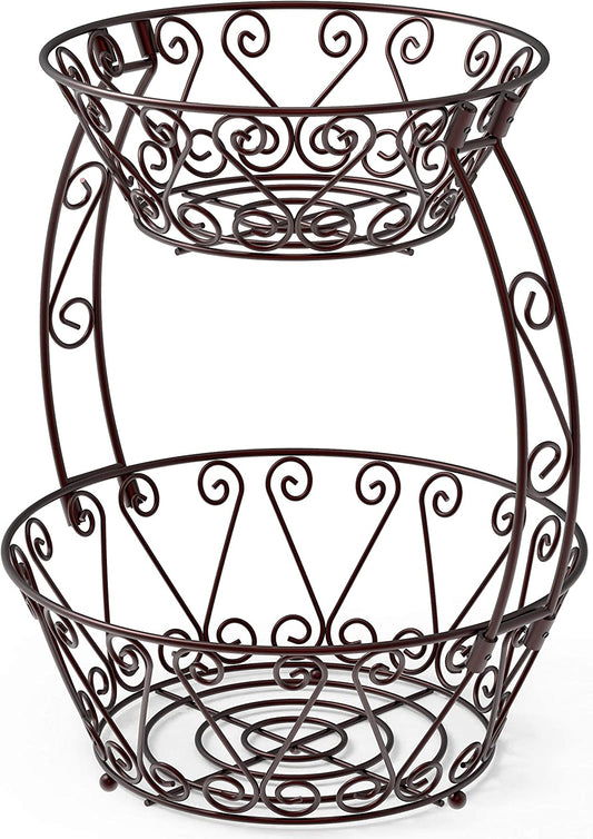 Simplehouseware 2-Tier Countertop Fruit Basket Bowl Storage, Bronze