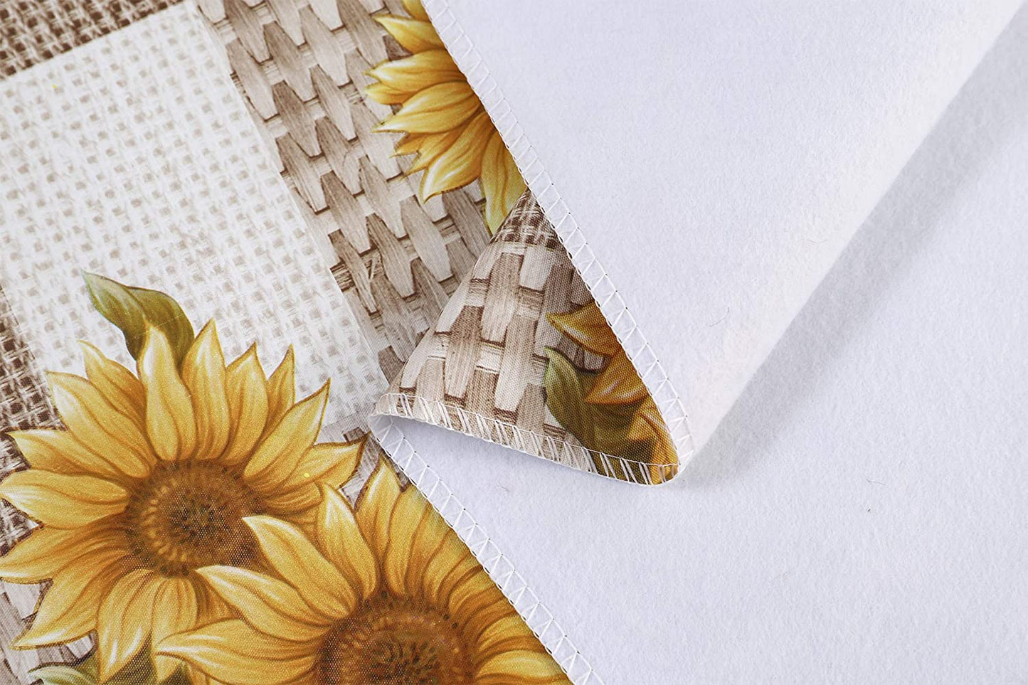 Vinyl Tablecloth Flannel Backed Stain-Resistant PVC Table Cloth Waterproof Oil-Proof Wipeable Indoor/Outdoor Picnic, BBQ and Dining Table Cover(60 X 84 Inch, Sunflower)