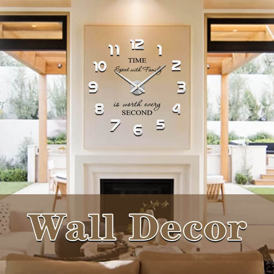 Frameless DIY Wall Clock 3D Mirror Wall Clock Large Mute Wall Stickers for Living Room Bedroom Home Decorations