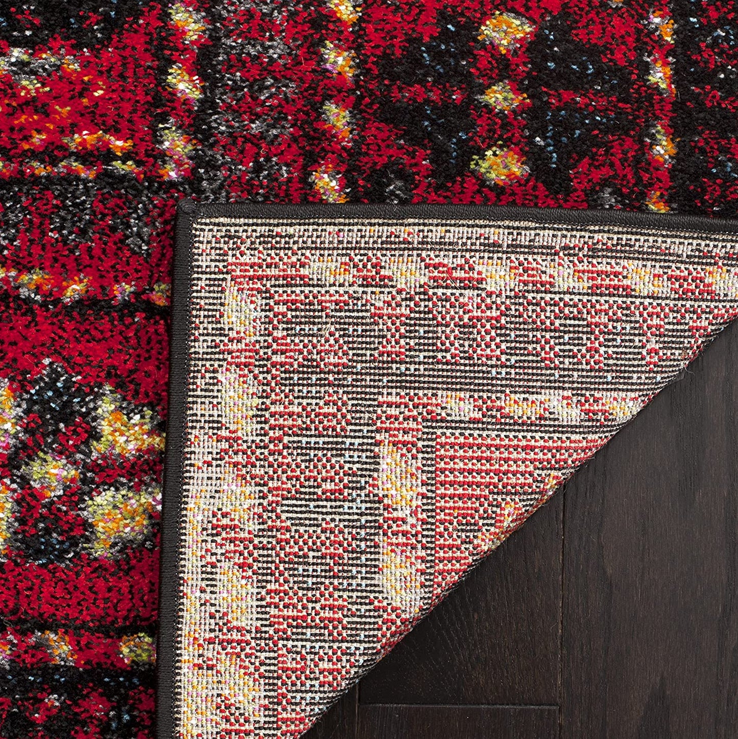 Vintage Hamadan Collection 4' X 6' Red / Multi VTH213A Oriental Traditional Persian Non-Shedding Living Room Bedroom Accent Rug