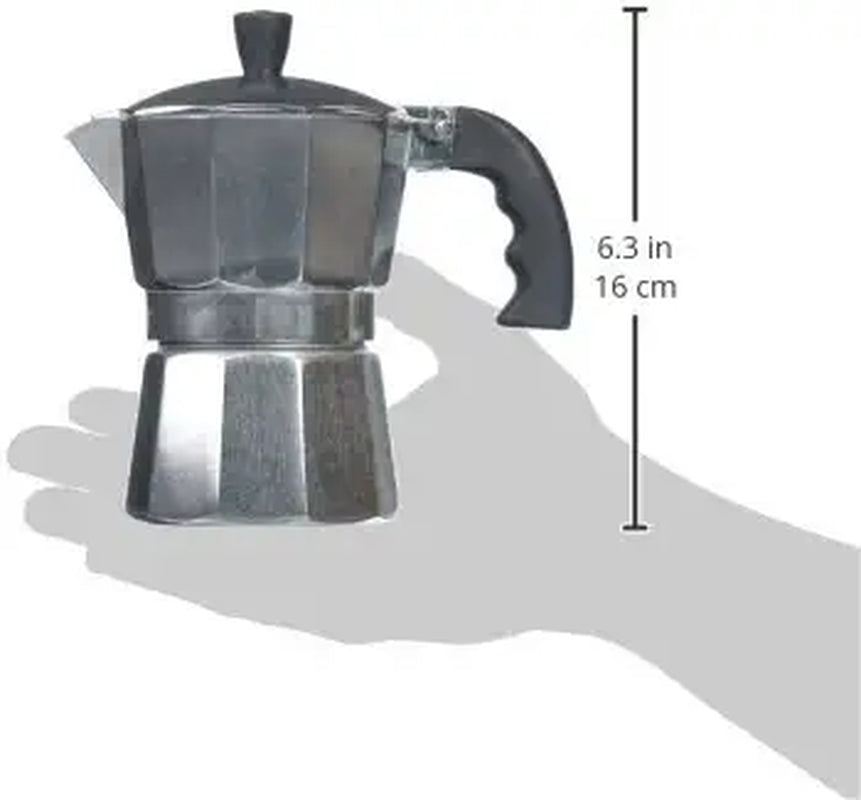 B120-42V Aluminum Espresso Stovetop Coffeemaker 3-Cup, Silver
