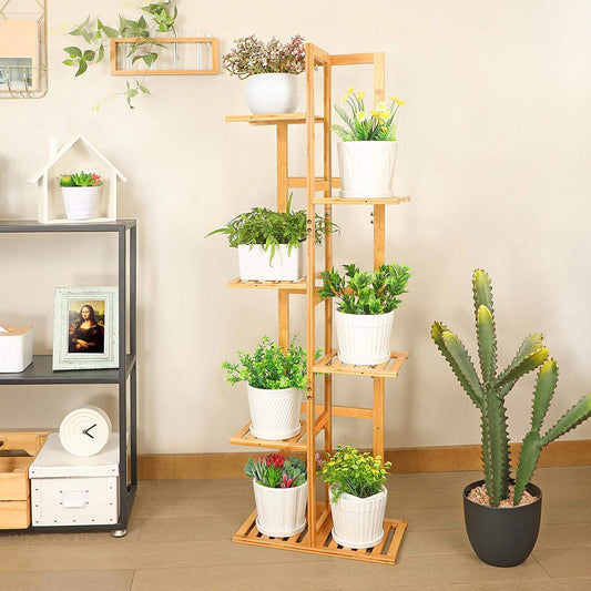 Plant Stand, Bamboo Plant Stands for Indoor Plants 6 Tier 7 Potted Tall Plant Shelf Outdoor Plant Stands for Multiple Plants Corner Plant Stand Planter Stand Plant Rack Plant Table Indoor