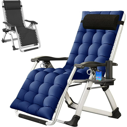ABORON Zero Gravity Chair, Lawn Recliner, Reclining Patio Lounger Chair, Folding Portable Chaise, with Soft Cushion, Cup Holder, Adjustable Headrest
