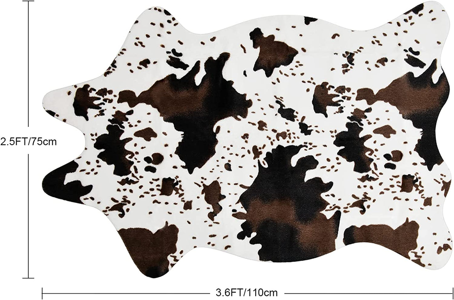 Cow Print Rug Faux Cowhide Area Carpet Animal Print Mat for Living Room Bedroom Non-Slip 3.6X2.5Ft (110Cmx75Cm)